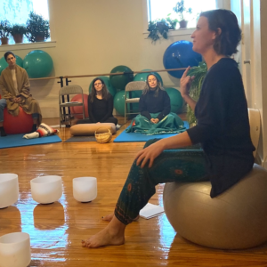 chrissy on yoga ball